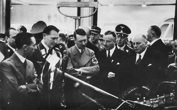 Adolf Hitler with Mercedes director Wilhelm Kissel at the Berlin automobile show 